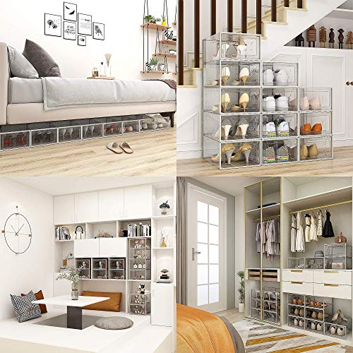 Clear Stackable Shoe Storage Organizer - 12 Pack