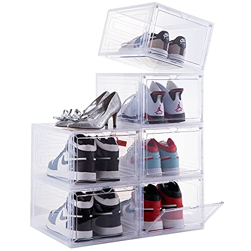 Stackable Clear Shoe Boxes for Sneaker Display - Set of 6