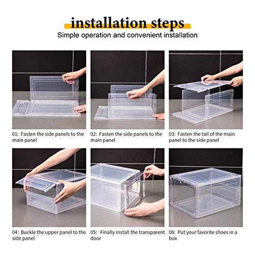 Stackable Clear Shoe Boxes for Sneaker Display - Set of 6