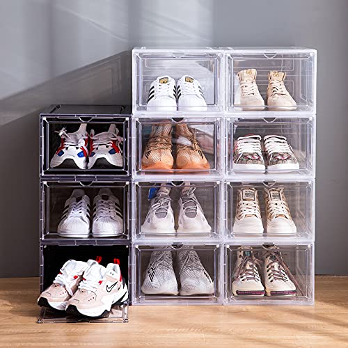 Stackable Clear Shoe Boxes for Sneaker Display - Set of 6