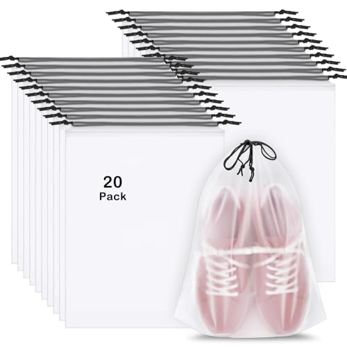 20-Pack Clear Waterproof Travel Shoe Bags