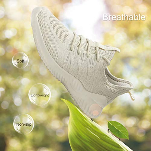 Lightweight Beige Slip-On Women's Running Sneakers