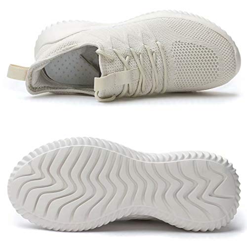 Lightweight Beige Slip-On Women's Running Sneakers