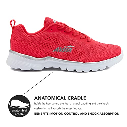 Avia Women's Lightweight Running Sneakers - Red/Grey