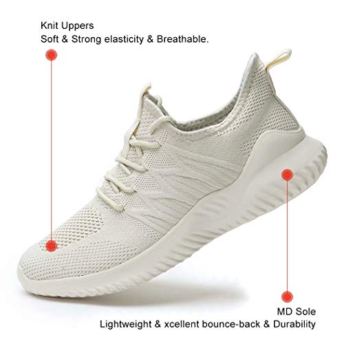 Lightweight Beige Slip-On Women's Running Sneakers