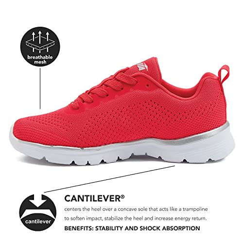 Avia Women's Lightweight Running Sneakers - Red/Grey
