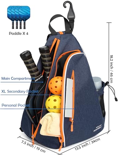 OUTPLORER Adjustable Pickleball Paddle Sling Bag - Orange