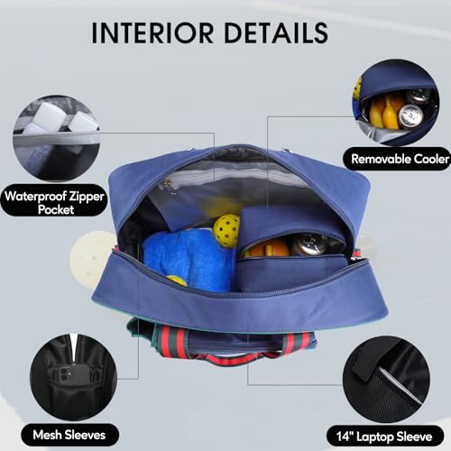 Insulated Pickleball Tote Bag with Shoe Compartment