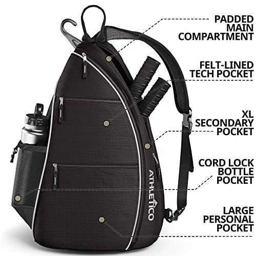 Athletico Sling Bag - Versatile Crossbody Backpack (Black)