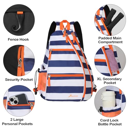 ALOOF Women’s Pickleball Sling Backpack with Water Bottle