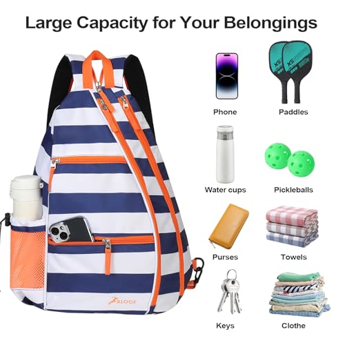 ALOOF Women’s Pickleball Sling Backpack with Water Bottle