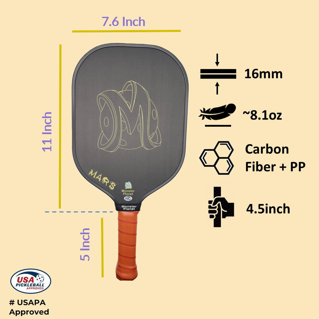 MARS T700 Carbon Fiber Pickleball Paddle - Powerful Performance