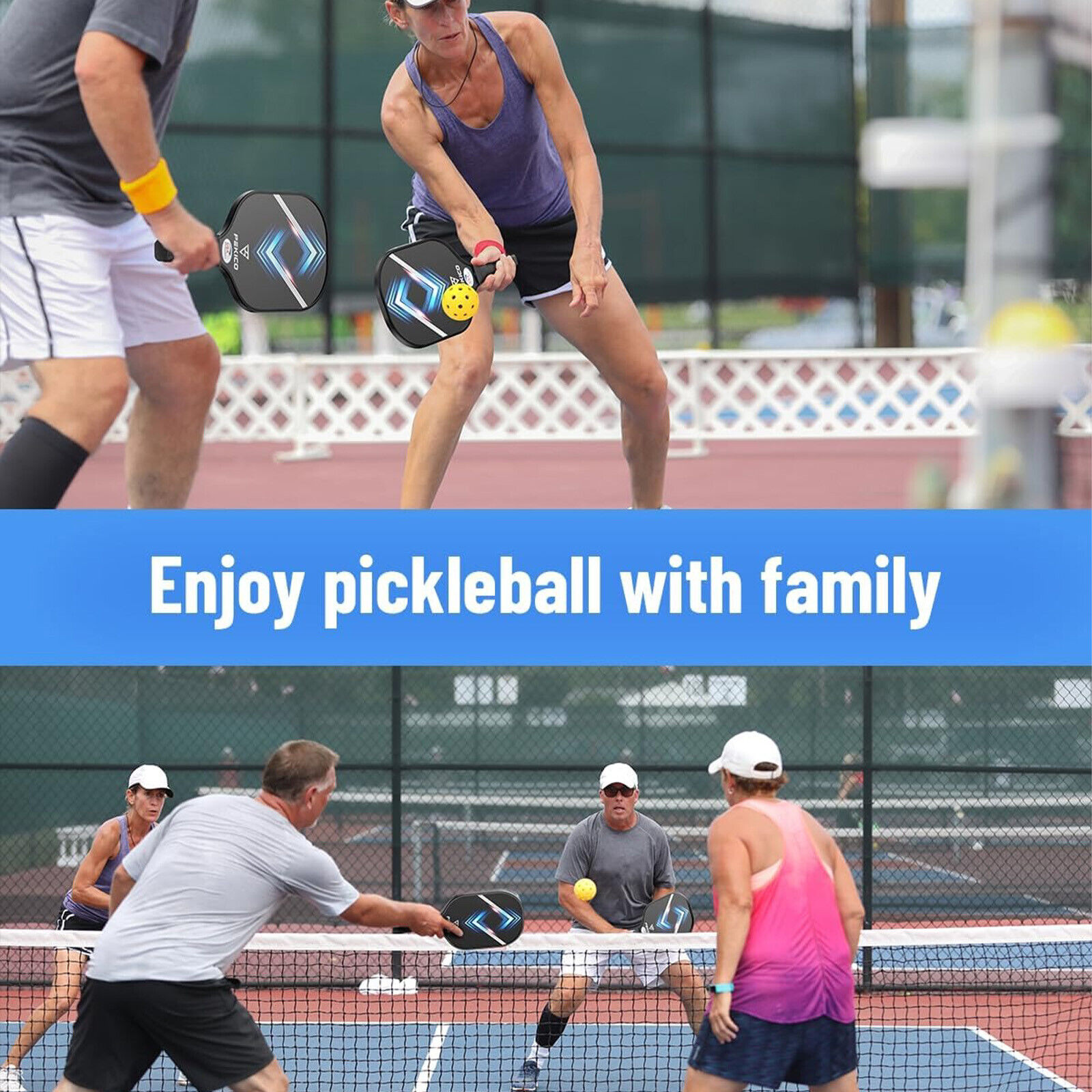 Frosted Fiberglass Pickleball Paddle Set of 2