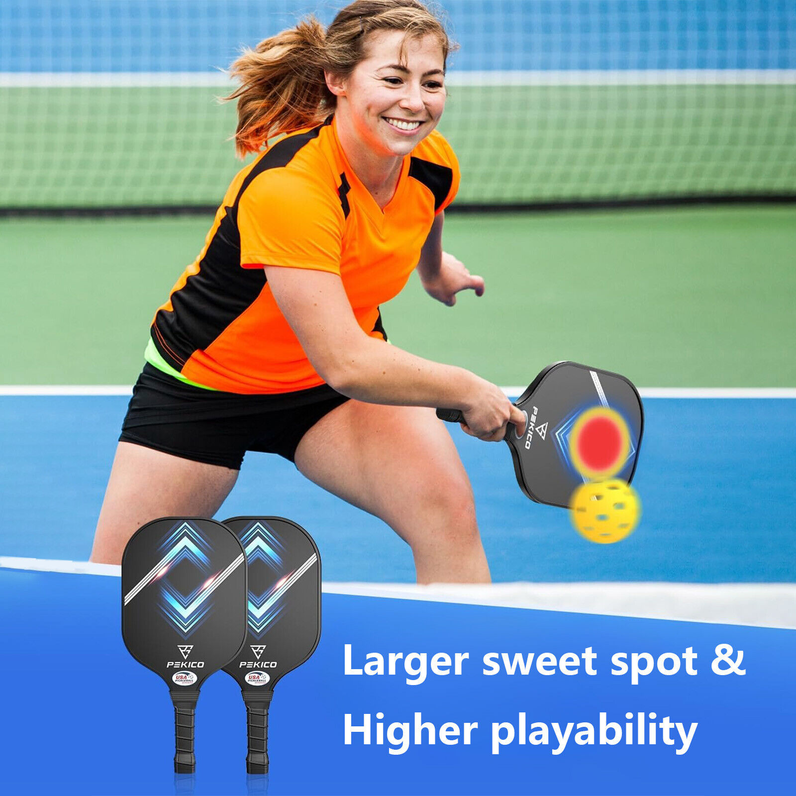 Frosted Fiberglass Pickleball Paddle Set of 2