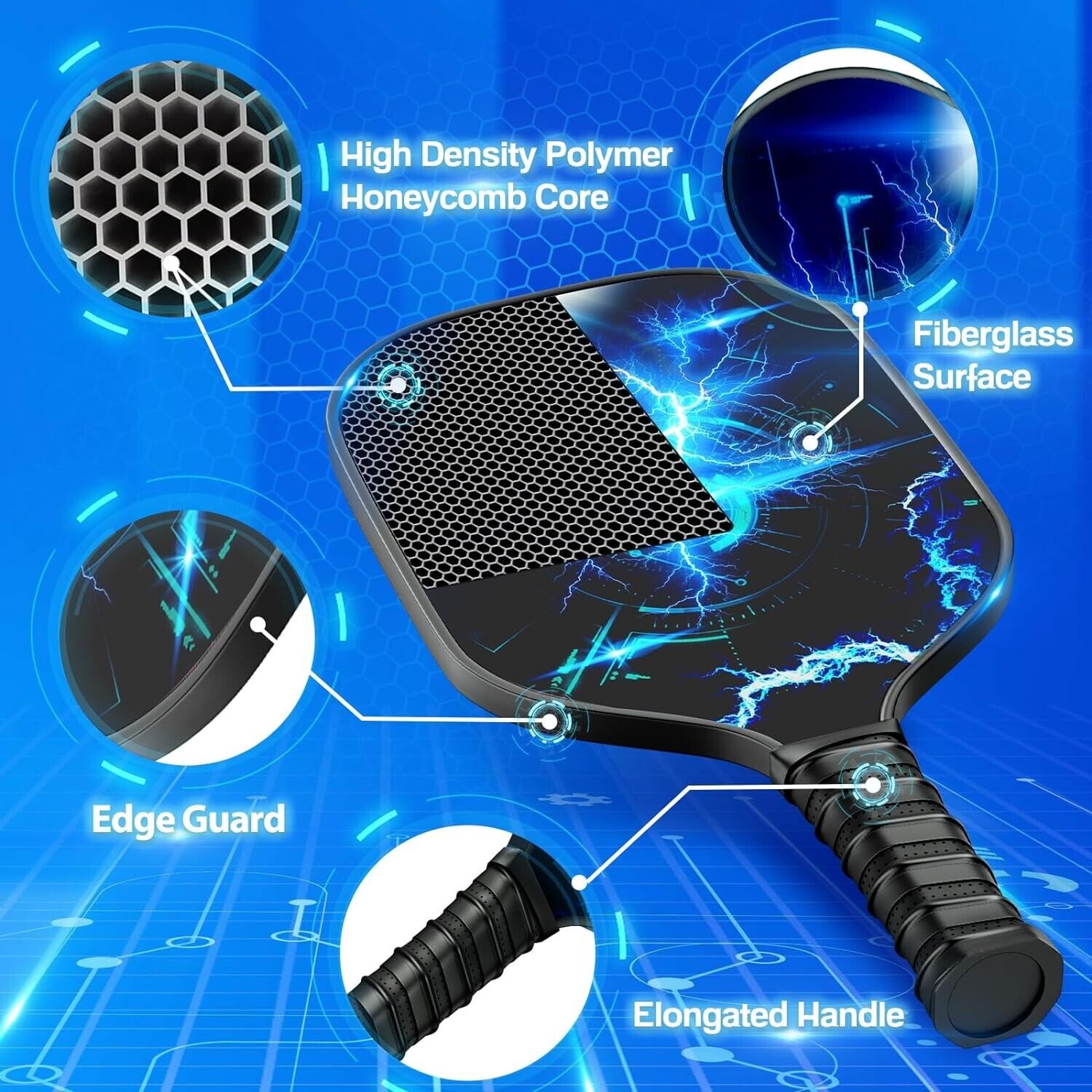 USAPA Approved Fiberglass Pickleball Paddle Set