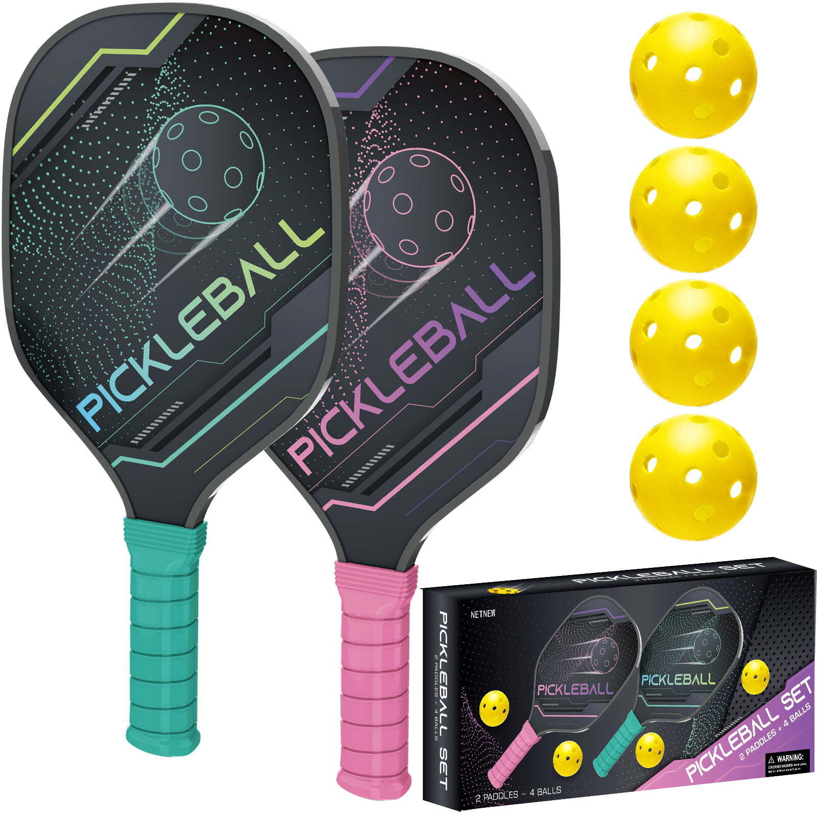 Wooden Pickleball Paddles Set of 2 Rackets