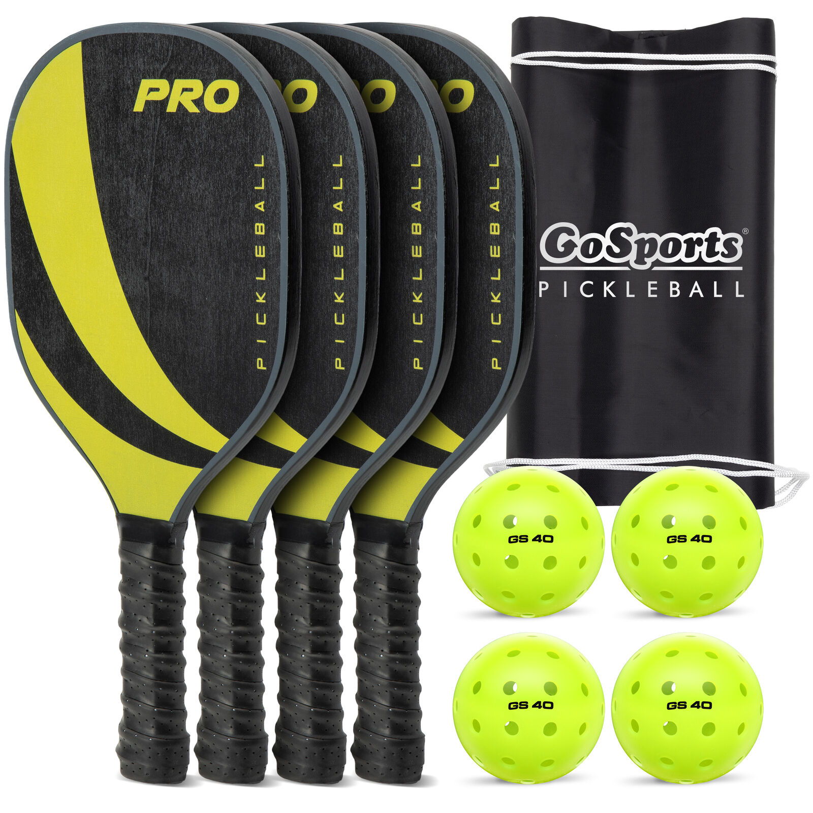 GoSports Yellow and Black Pickleball Set