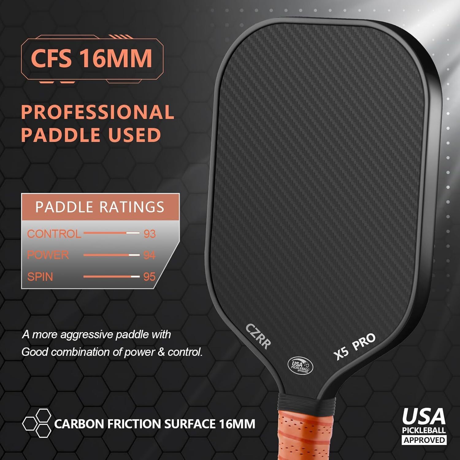 USA Pickleball Approved 3K Carbon Fiber Paddle