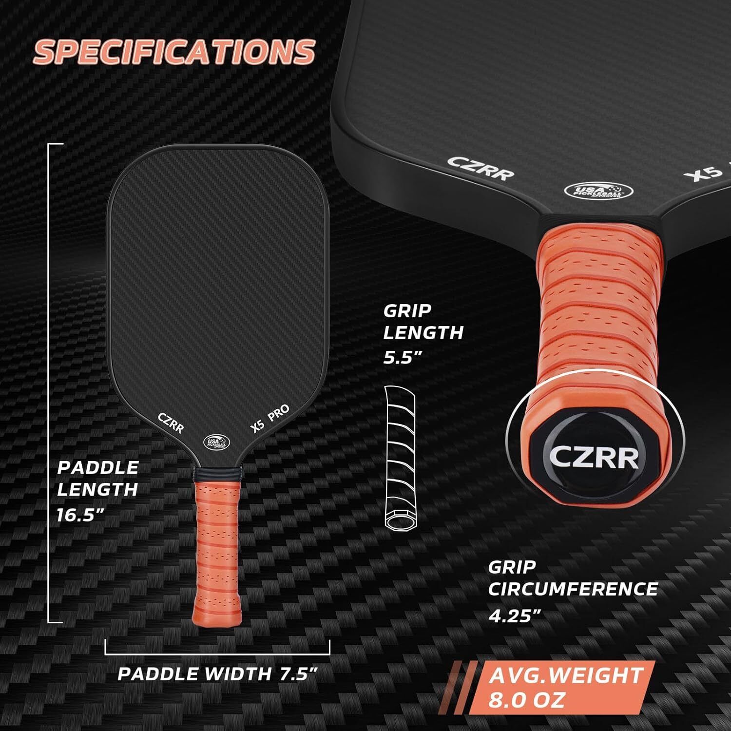 USA Pickleball Approved 3K Carbon Fiber Paddle