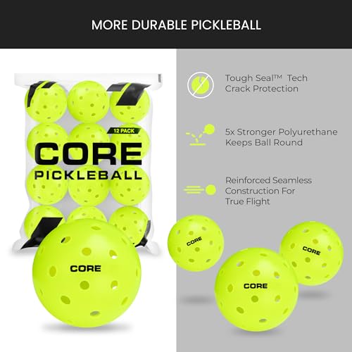CORE USA Pickleball Balls - Set of 12