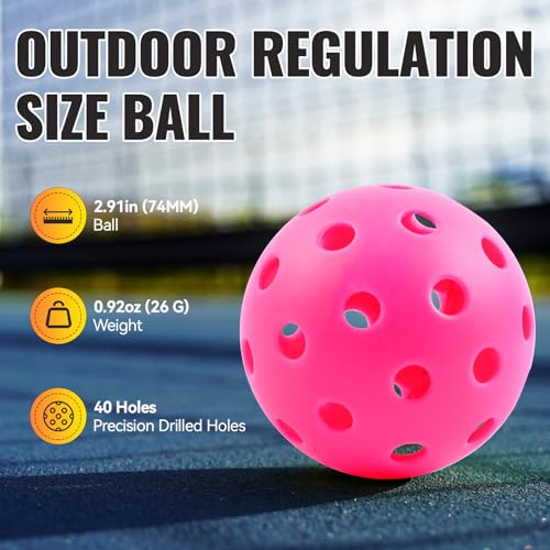 USAPA Standard Pink Outdoor Pickleball Balls - 4 Pack