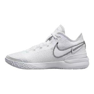 NIKE Men's Lebron 20 Lifer, White Metallic Silver Black, 12