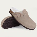 KIDMI Women's Faux Fur Lined Suede Slippers