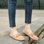 Cvistpieo Loafers for Women Business Casual Shoes Comfortable & Lightweight Penny Loafers Slip On Work Flats Suede Beige Size 8