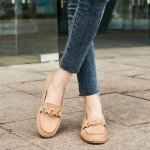 Cvistpieo Loafers for Women Business Casual Shoes Comfortable & Lightweight Penny Loafers Slip On Work Flats Suede Beige Size 8