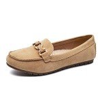 Cvistpieo Loafers for Women Business Casual Shoes Comfortable & Lightweight Penny Loafers Slip On Work Flats Suede Beige Size 8