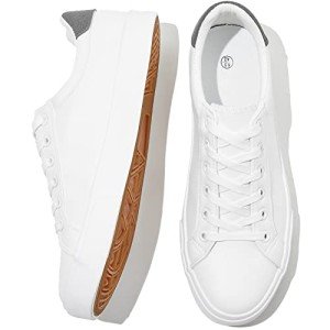 FRACORA Men's White Low Top Tennis Sneakers