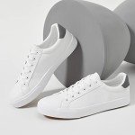 FRACORA Men's White Low Top Tennis Sneakers