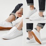 FRACORA Men's White Low Top Tennis Sneakers