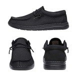 Bruno Marc Men's Lightweight Black Slip-On Sneakers