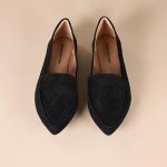 Black Microsuede Women's Loafer Flats, Size 7.5