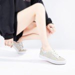 Women's Beige Canvas Slip-On Fashion Sneakers