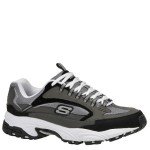 Skechers Men's Charcoal Black Sneakers, Wide Fit 9 UK