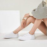 FRACORA Women's White Low Top Sneakers