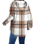 Women’s Casual Long Sleeve Hoodie - Plaid Brown