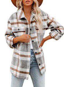 Beaully Women's Plaid Flannel Shacket in Khaki