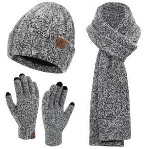 Women's Winter Knit Beanie, Gloves, and Scarf Set