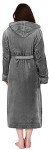 Cozy Women's Fleece Hooded Bathrobe in Steel Grey