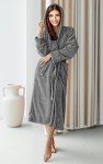 Cozy Women's Fleece Hooded Bathrobe in Steel Grey