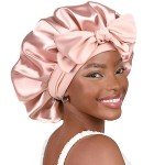 YANIBEST Silk Sleep Cap for Curly Hair, Blush