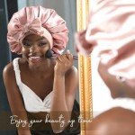 YANIBEST Silk Sleep Cap for Curly Hair, Blush