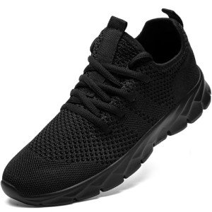 YITUHIO Men's Lightweight Black Running Sneakers