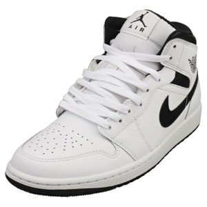 Jordan Men's 1 Mid White and Black Sneakers
