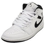 Jordan Men's 1 Mid White and Black Sneakers