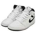Jordan Men's 1 Mid White and Black Sneakers