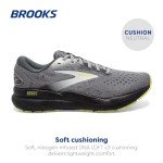Brooks Ghost 16 Men's Wide Running Sneakers – Grey/Lime